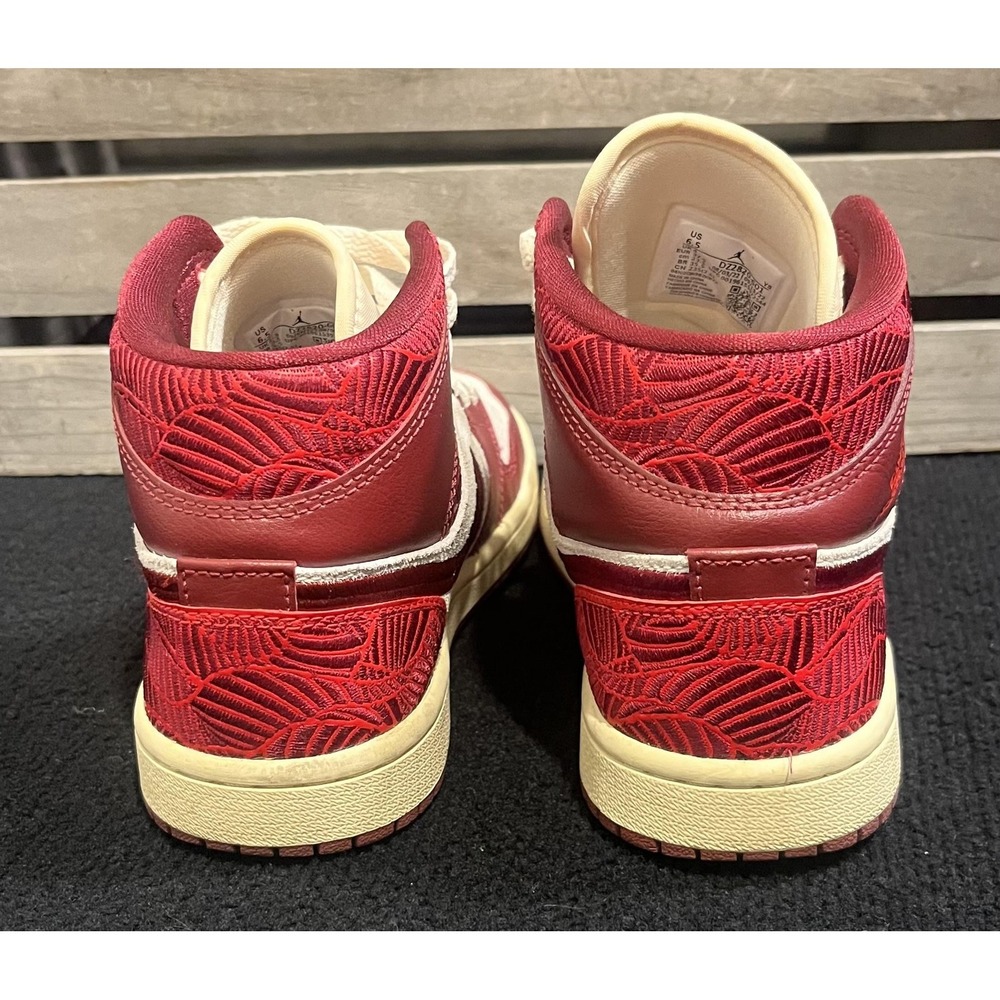 Nike Air Jordan 1 Mid Shoes Youth Size 6.5Y Red Sail Basketball DZ2820-601 - Picture 7 of 11